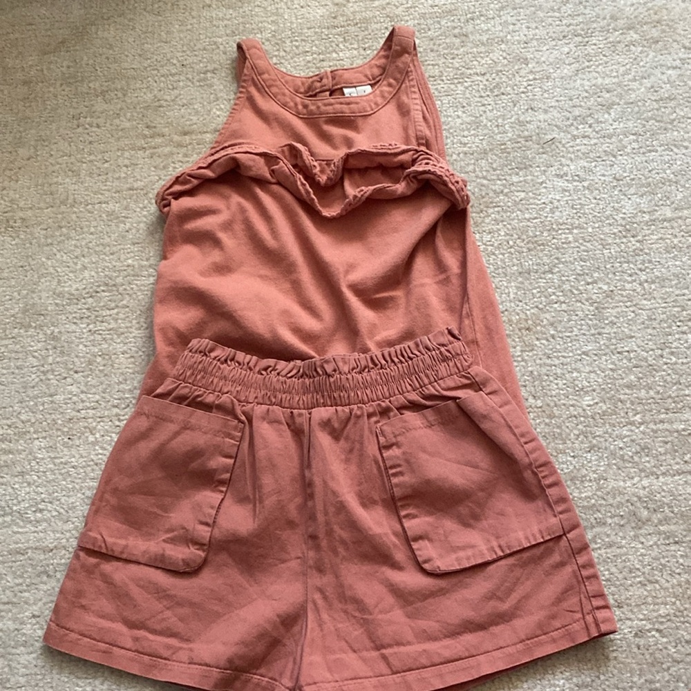 Janie and Jack Rust Sleeveless Top and Shorts Set size 7